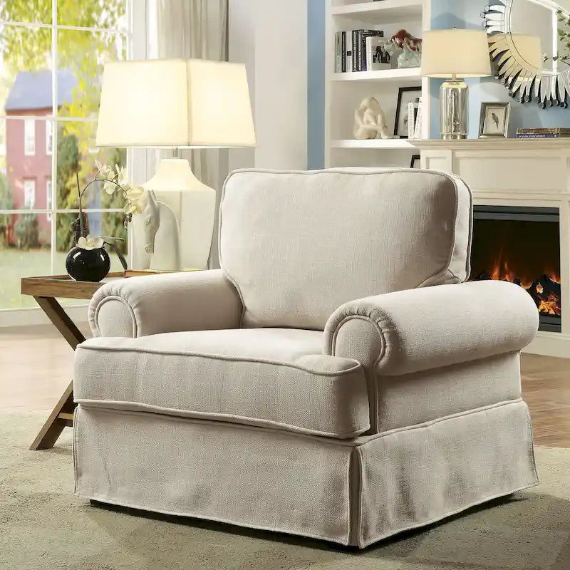 Fauteuil d'appoint rembourré en lin Cupa Transitional de Furniture of America