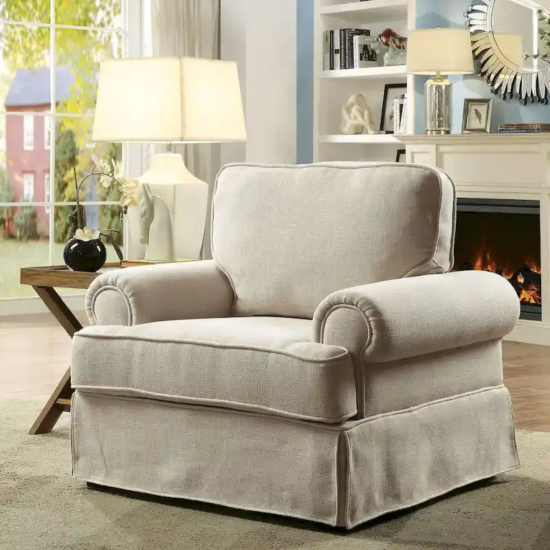 Fauteuil d'appoint rembourré en lin Cupa Transitional de Furniture of America