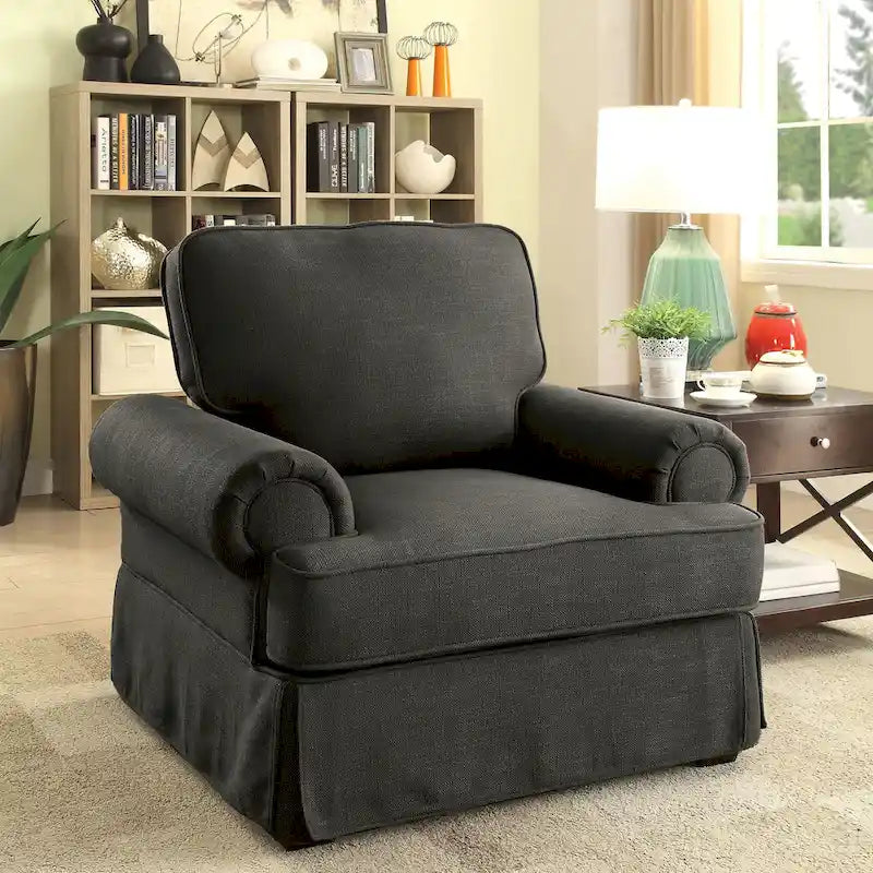 Fauteuil d'appoint rembourré en lin Cupa Transitional de Furniture of America