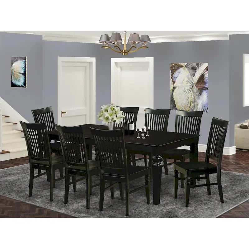 Ensemble de salle à manger East West Furniture - Table de cuisine rectangulaire et chaises de salle à manger, noir (nombre de pièces disponibles)
