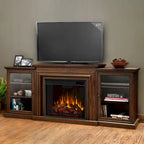 Meuble TV électrique Frederick 72 avec cheminée intégrée en chêne châtaignier par Real Flame - 183 cm (L) x 39 cm (l) x 76 cm (H)