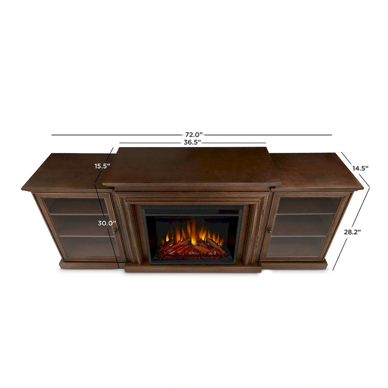 Meuble TV électrique Frederick 72 avec cheminée intégrée en chêne châtaignier par Real Flame - 183 cm (L) x 39 cm (l) x 76 cm (H)