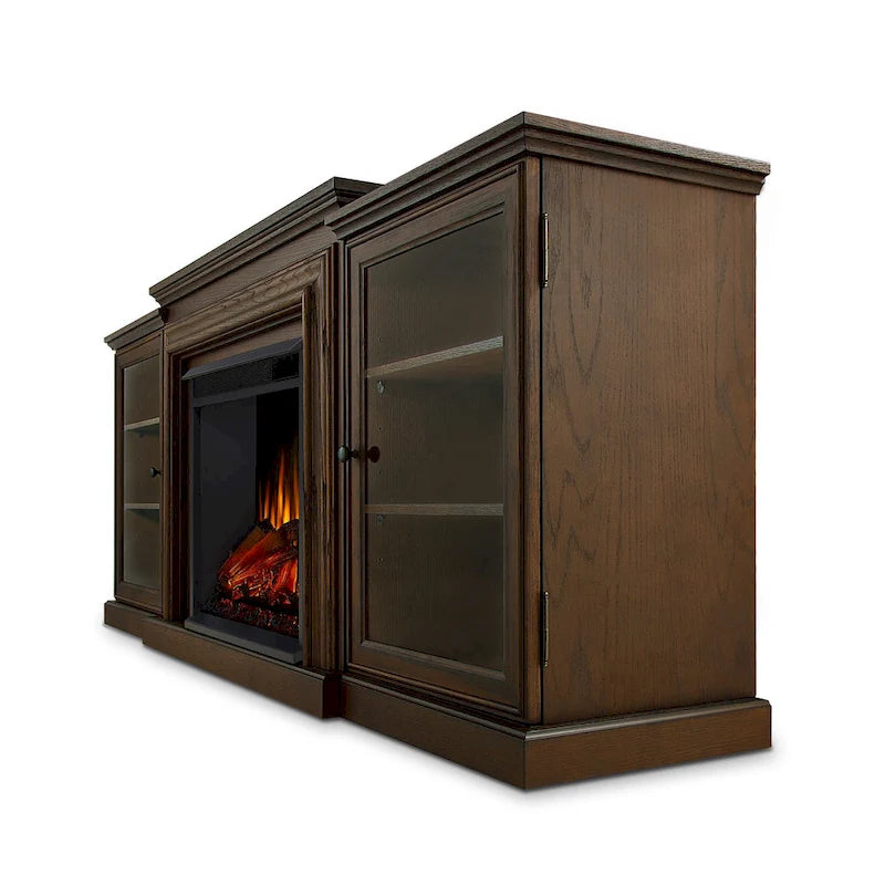 Meuble TV électrique Frederick 72 avec cheminée intégrée en chêne châtaignier par Real Flame - 183 cm (L) x 39 cm (l) x 76 cm (H)