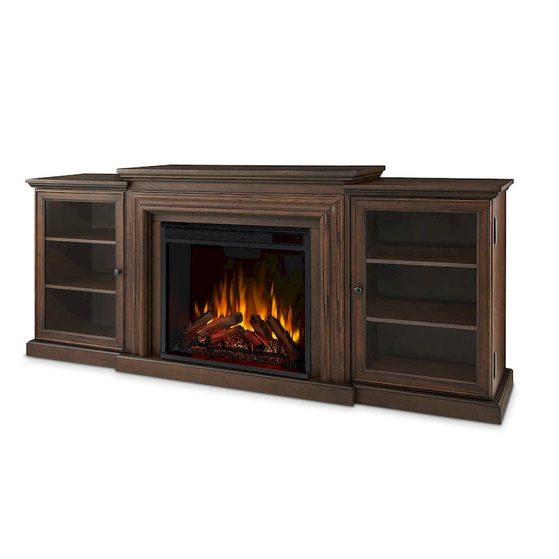 Meuble TV électrique Frederick 72 avec cheminée intégrée en chêne châtaignier par Real Flame - 183 cm (L) x 39 cm (l) x 76 cm (H)