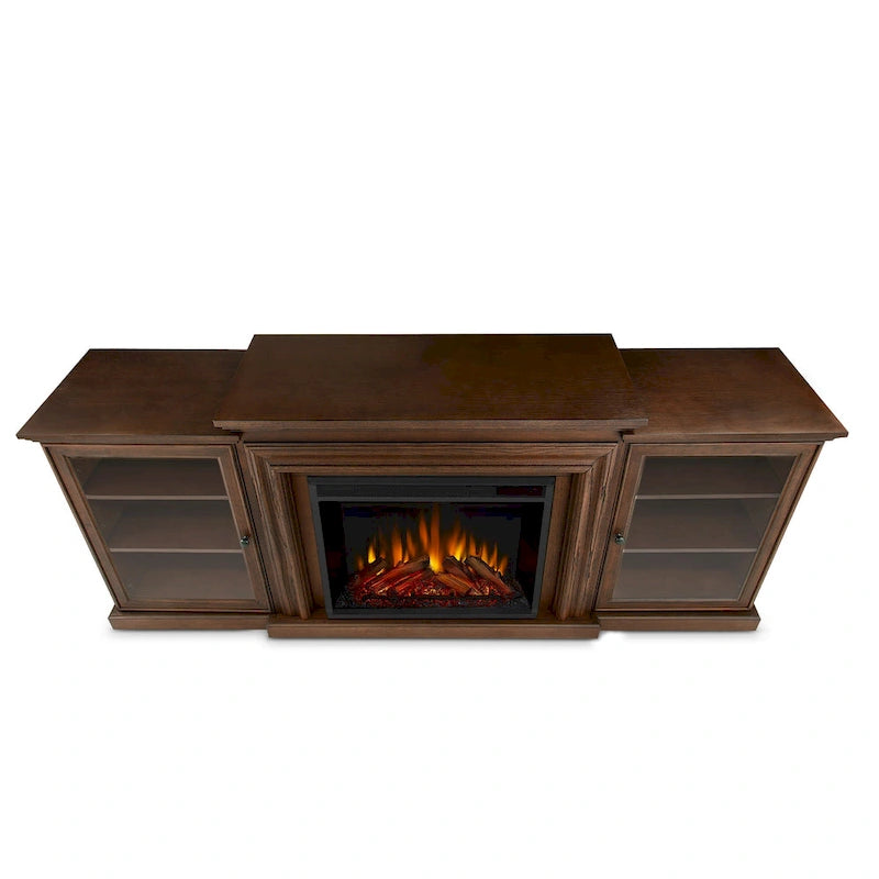 Meuble TV électrique Frederick 72 avec cheminée intégrée en chêne châtaignier par Real Flame - 183 cm (L) x 39 cm (l) x 76 cm (H)