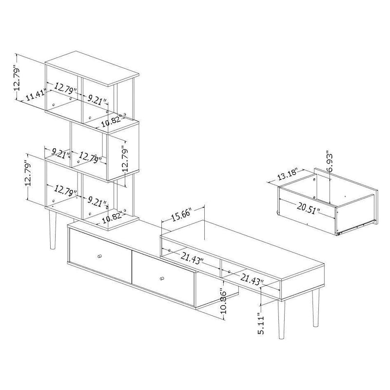 Meuble TV Carson Carrington Sakskobing style milieu du siècle en bois brun moyen