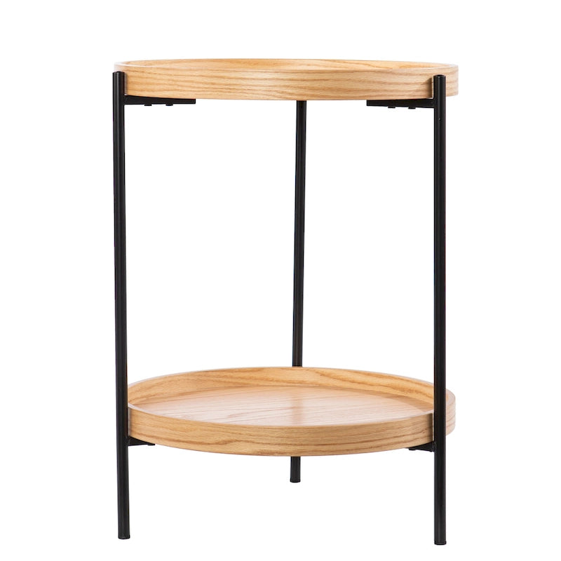 Table d'appoint ronde Vaquero de style moderne avec étagère en bois de SEI Furniture