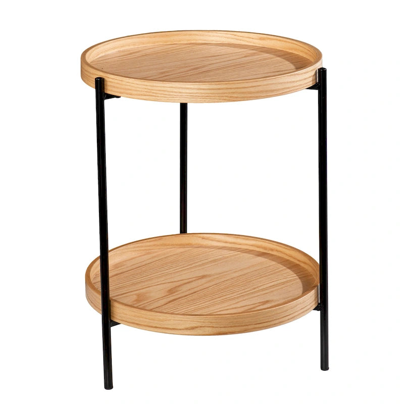 Table d'appoint ronde Vaquero de style moderne avec étagère en bois de SEI Furniture