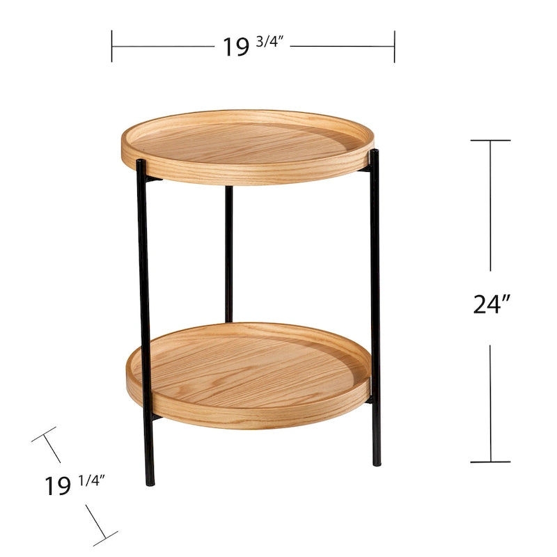 Table d'appoint ronde Vaquero de style moderne avec étagère en bois de SEI Furniture