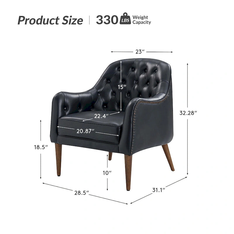 Fauteuil Melisa Classic en cuir véritable, pieds en bois, dossier capitonné, lot de 2, par HULALA HOME