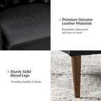 Fauteuil Melisa Classic en cuir véritable, pieds en bois, dossier capitonné, lot de 2, par HULALA HOME