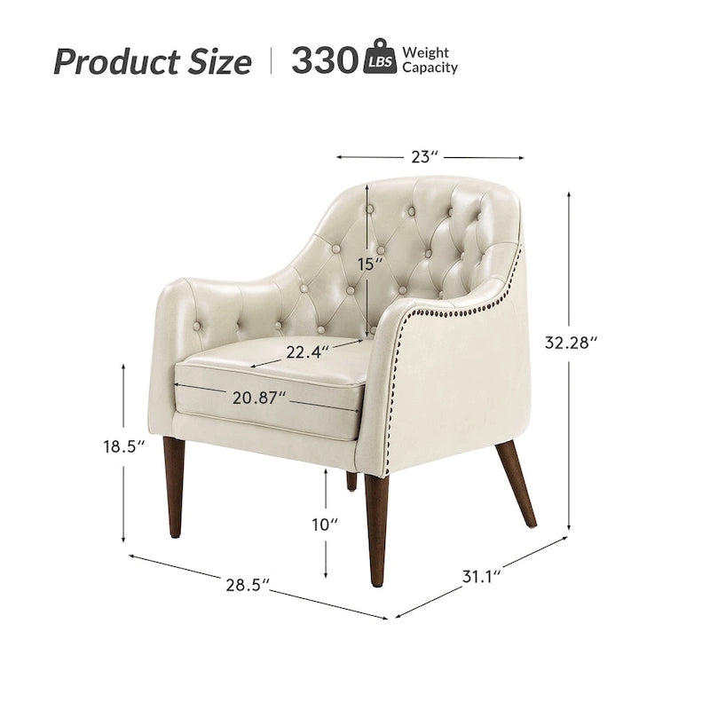 Fauteuil Melisa Classic en cuir véritable, pieds en bois, dossier capitonné, lot de 2, par HULALA HOME