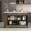 55.1W Buffet Kitchen Island Cabinet with Open Shelves Two Drawers