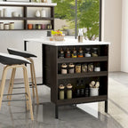 Îlot de cuisine buffet de 55,1 po de largeur avec étagères ouvertes et deux tiroirs