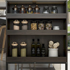 Îlot de cuisine buffet de 55,1 po de largeur avec étagères ouvertes et deux tiroirs