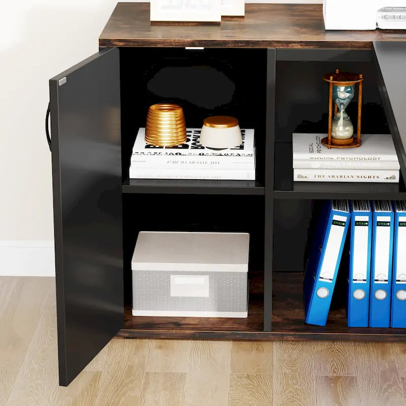 Bureau de direction en L de 180 cm avec armoire