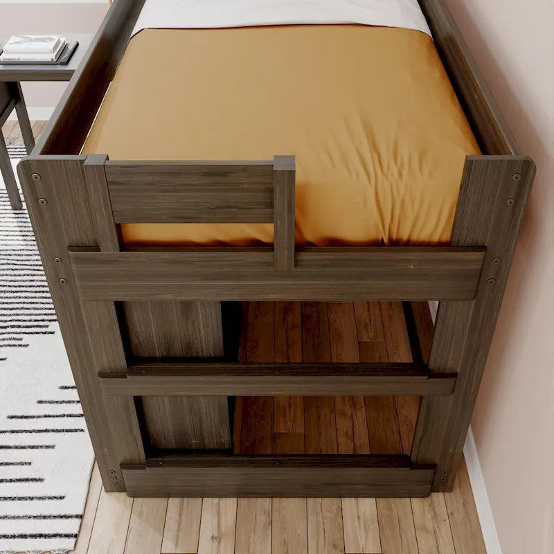 Lit mezzanine Max and Lily Farmhouse Twin avec commode, bibliothèque et bureau