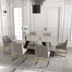 Chaise de salle à manger contemporaine SEYNAR en velours avec pieds en métal, lot de 6