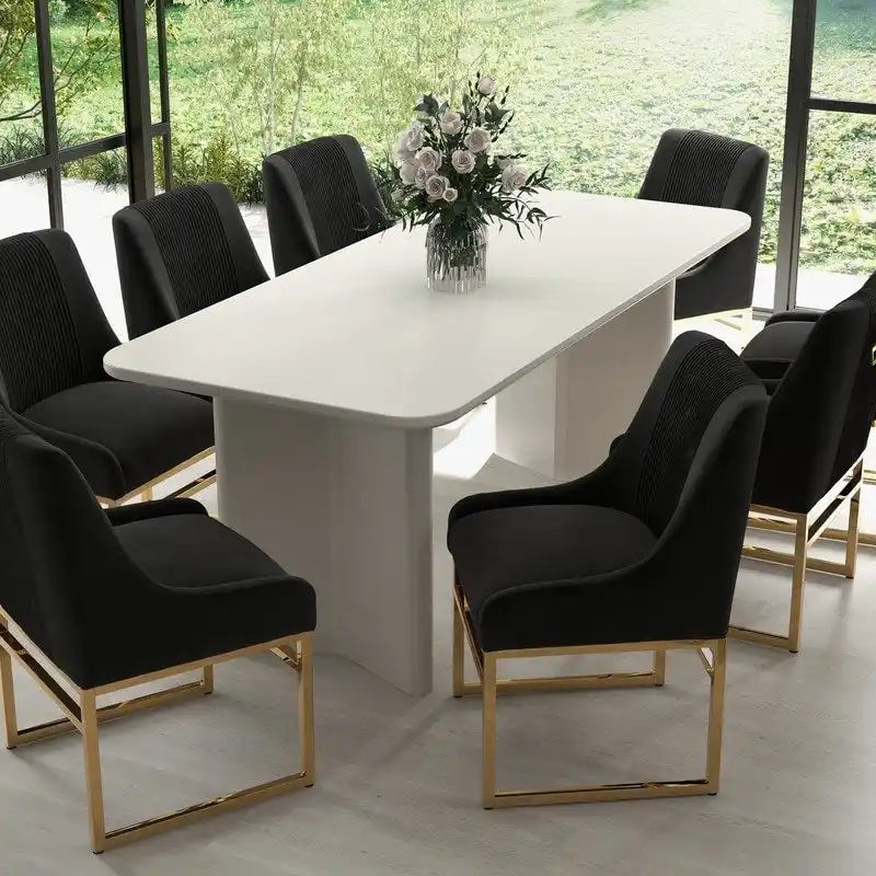 Chaise de salle à manger contemporaine SEYNAR en velours avec pieds en métal, lot de 6