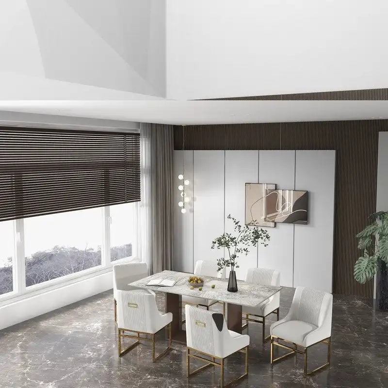 Chaise de salle à manger contemporaine SEYNAR en velours avec pieds en métal, lot de 6