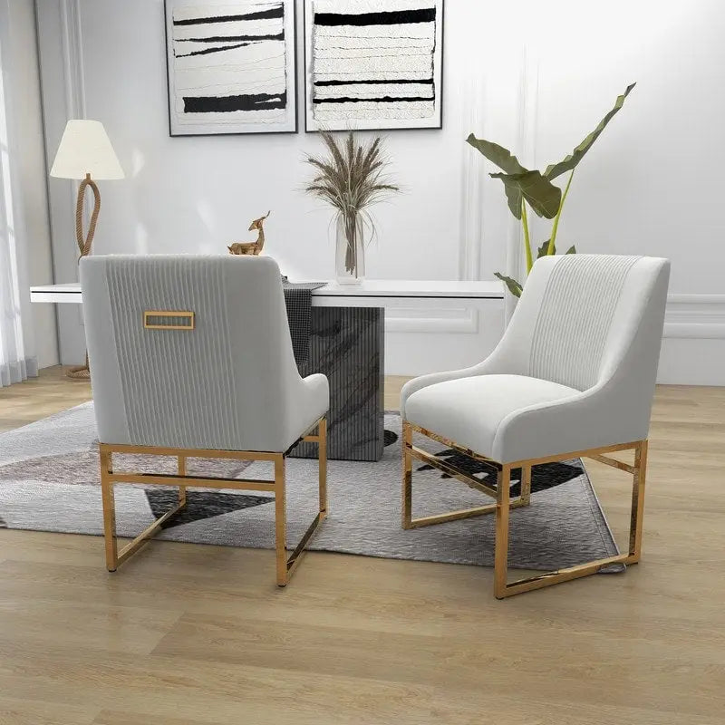 Chaise de salle à manger contemporaine SEYNAR en velours avec pieds en métal, lot de 6