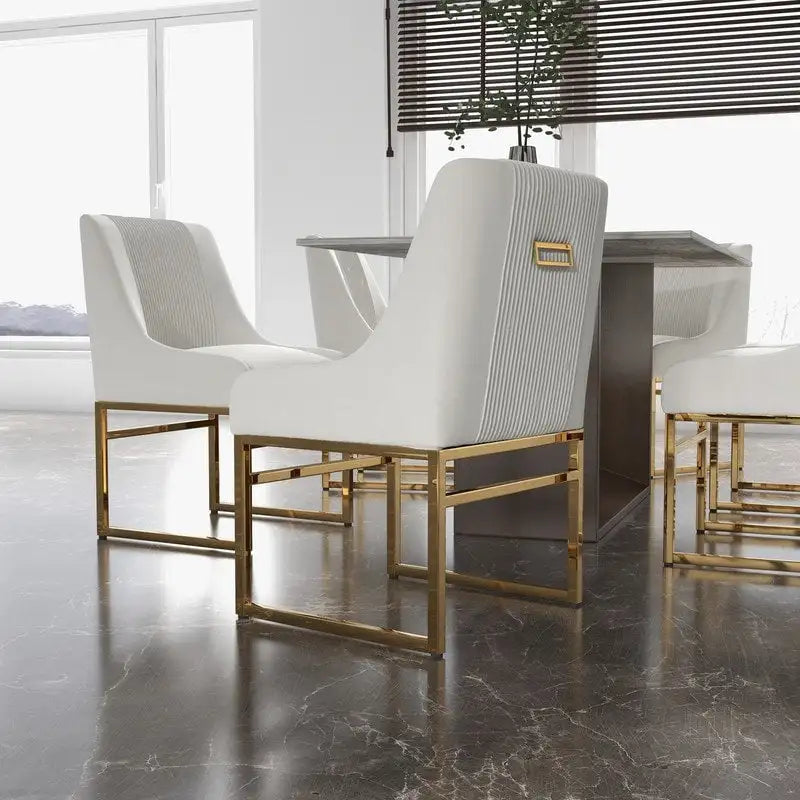 Chaise de salle à manger contemporaine SEYNAR en velours avec pieds en métal, lot de 6