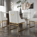 Chaise de salle à manger contemporaine SEYNAR en velours avec pieds en métal, lot de 6