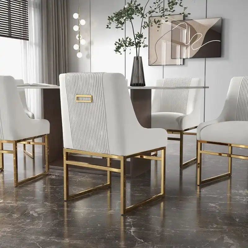 Chaise de salle à manger contemporaine SEYNAR en velours avec pieds en métal, lot de 6