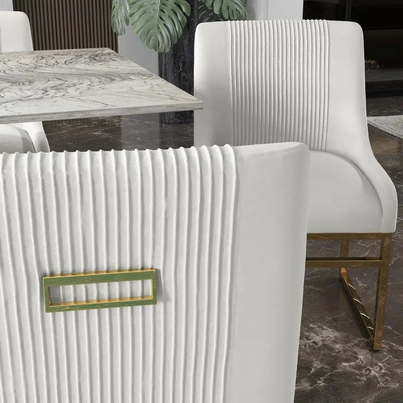 Chaise de salle à manger contemporaine SEYNAR en velours avec pieds en métal, lot de 6