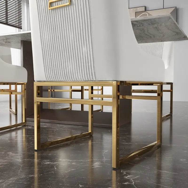 Chaise de salle à manger contemporaine SEYNAR en velours avec pieds en métal, lot de 6