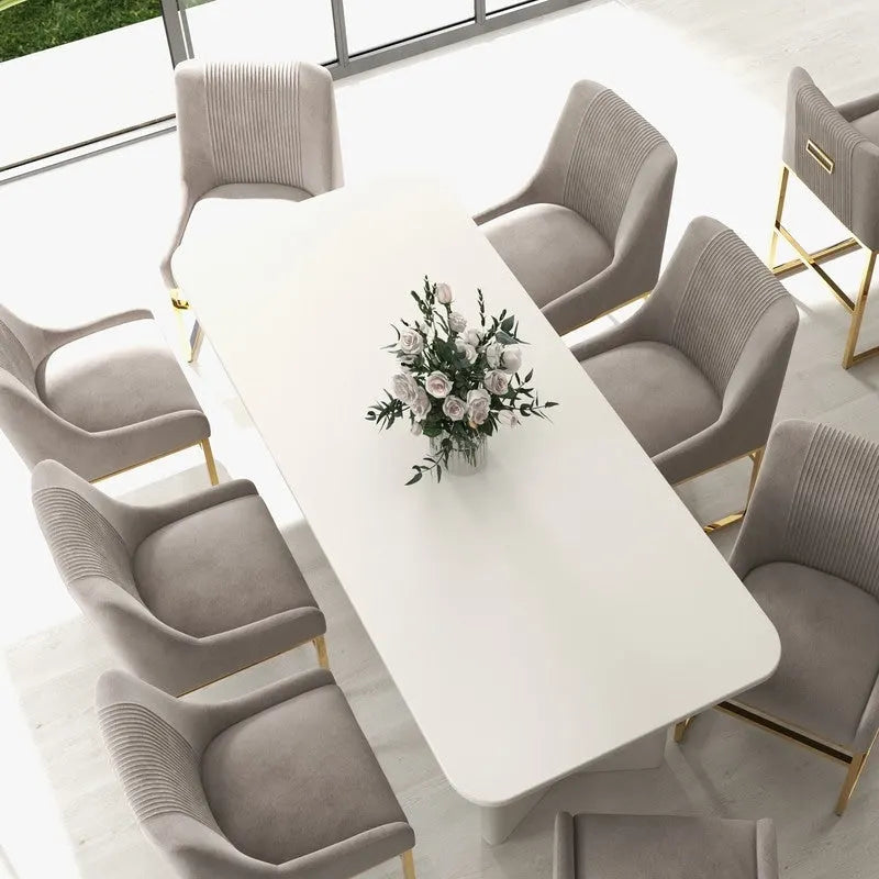 Chaise de salle à manger contemporaine SEYNAR en velours avec pieds en métal, lot de 6