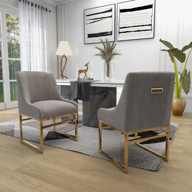 Chaise de salle à manger contemporaine SEYNAR en velours avec pieds en métal, lot de 6