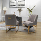 Chaise de salle à manger contemporaine SEYNAR en velours avec pieds en métal, lot de 6