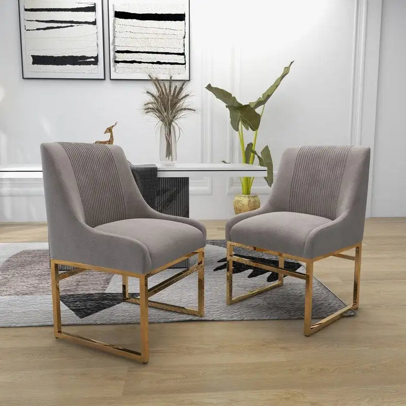 Chaise de salle à manger contemporaine SEYNAR en velours avec pieds en métal, lot de 6
