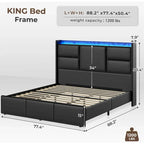 Cadre de lit avec tête de lit haute et rangement intégré