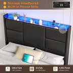 Cadre de lit avec tête de lit haute et rangement intégré