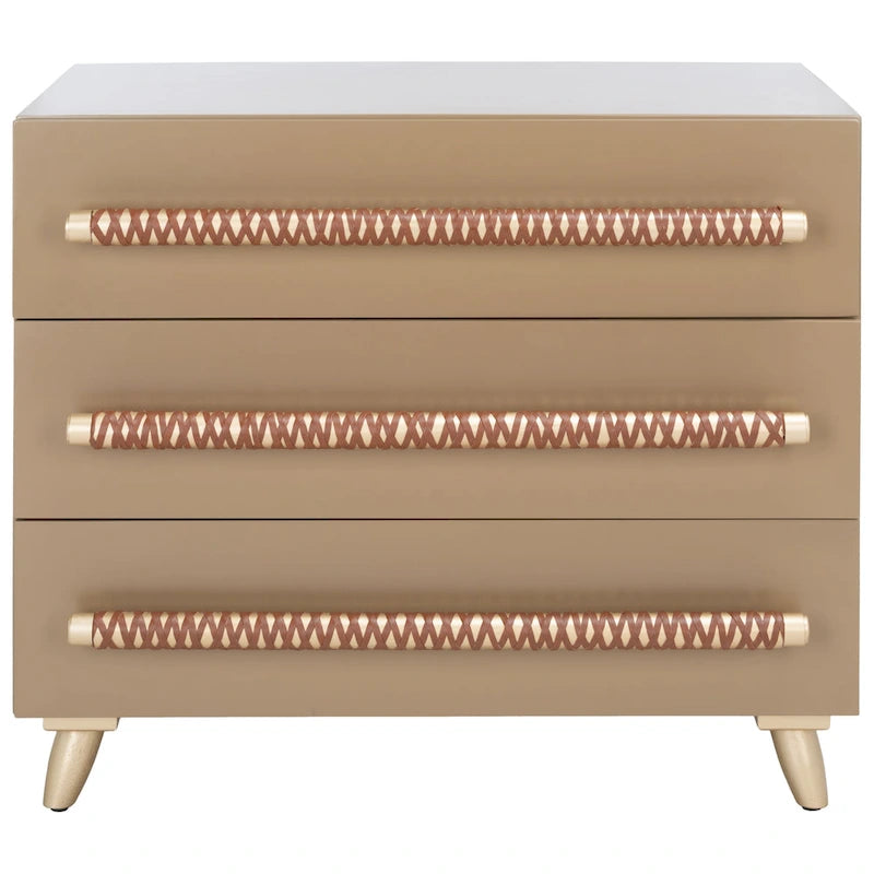 Commode de chambre à coucher SAFAVIEH Audra à 3 tiroirs.