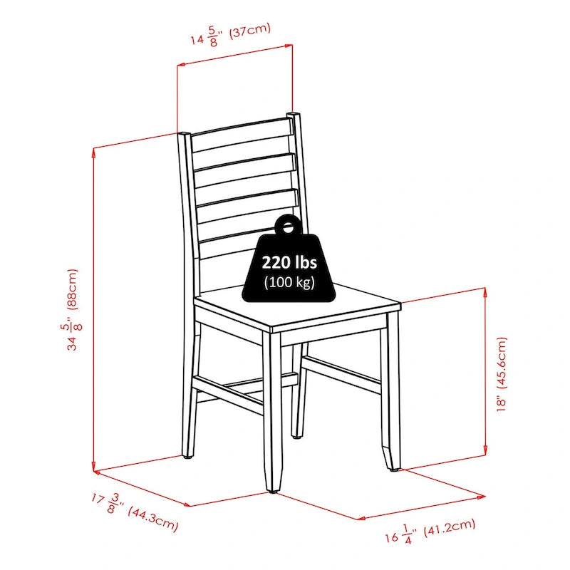 Table à abattants 3 pièces avec chaises à dossier échelle, noyer