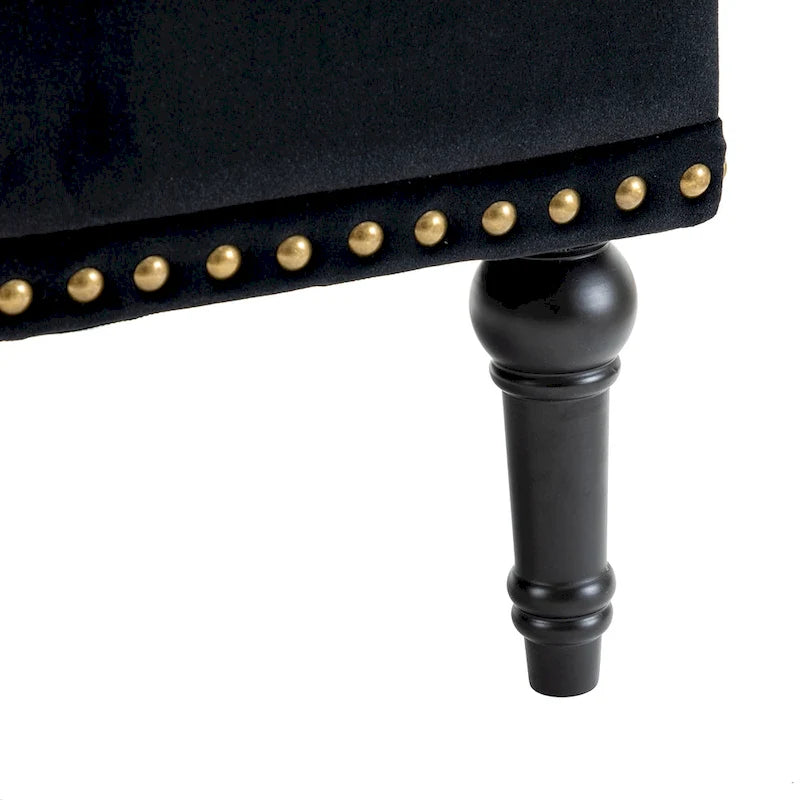 Fauteuil club Geltrude de style transitionnel, capitonné et rembourré, avec pieds en bois tourné, par HULALA HOME