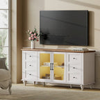 Meuble TV WAMPAT style ferme avec portes coulissantes de style grange, meuble de rangement pour téléviseurs jusqu'à 65 pouces