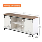 Meuble TV WAMPAT style ferme avec portes coulissantes de style grange, meuble de rangement pour téléviseurs jusqu'à 65 pouces