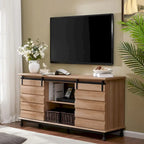 Meuble TV WAMPAT style ferme avec portes coulissantes de style grange, meuble de rangement pour téléviseurs jusqu'à 65 pouces