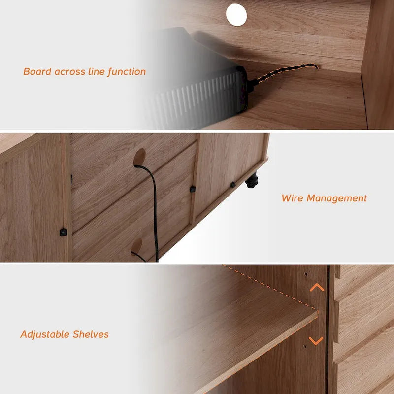 Meuble TV WAMPAT style ferme avec portes coulissantes de style grange, meuble de rangement pour téléviseurs jusqu'à 65 pouces