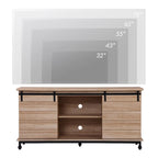 Meuble TV WAMPAT style ferme avec portes coulissantes de style grange, meuble de rangement pour téléviseurs jusqu'à 65 pouces