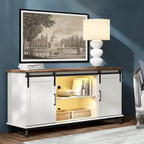 Meuble TV WAMPAT style ferme avec portes coulissantes de style grange, meuble de rangement pour téléviseurs jusqu'à 65 pouces