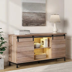 Meuble TV WAMPAT style ferme avec portes coulissantes de style grange, meuble de rangement pour téléviseurs jusqu'à 65 pouces