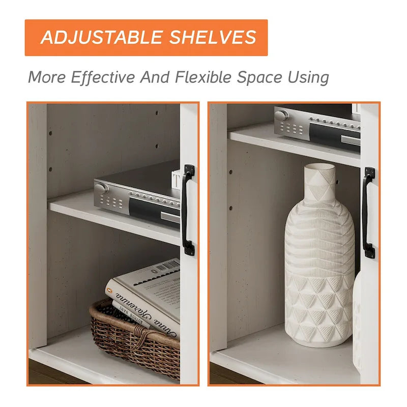 Meuble TV WAMPAT style ferme avec portes coulissantes de style grange, meuble de rangement pour téléviseurs jusqu'à 65 pouces