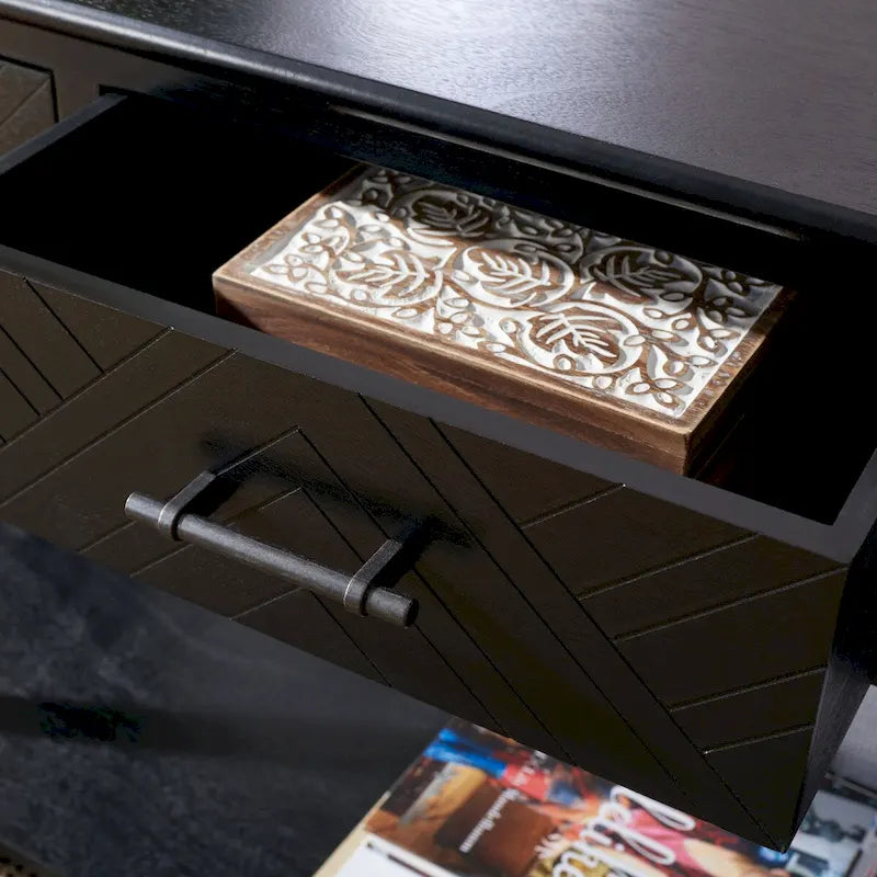 Console SAFAVIEH Jeanie à 3 tiroirs et étagère inférieure - 120 cm L x 33 cm l x 75 cm H