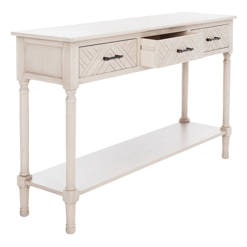 Console SAFAVIEH Jeanie à 3 tiroirs et étagère inférieure - 120 cm L x 33 cm l x 75 cm H