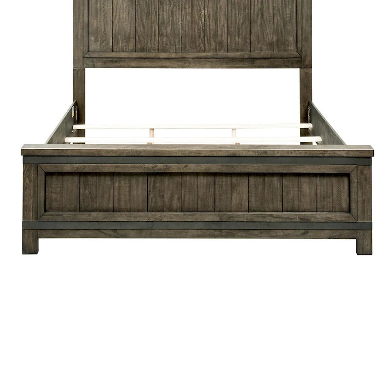 Lit à panneaux californien King Thornwood Hills Rock gris battu avec découpes de scie